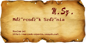 Márcsák Szénia névjegykártya